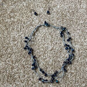 Necklace and earring set Blue Beads